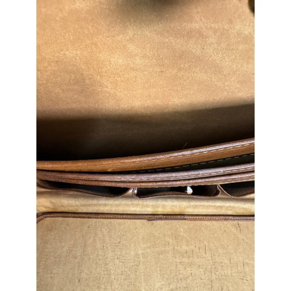 Hartmann Luggage Vintage Tan Belting Leather Briefcase Attache Brass Lock Case